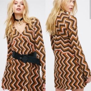 Nwot Free People Rhiannon Chevron Sweater Dress Size Small….runs oversized!
